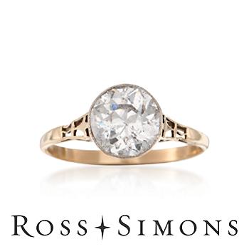 C. 1960 Vintage 2.03ct Diamond Solitaire Ring In Gold. Size 7.75