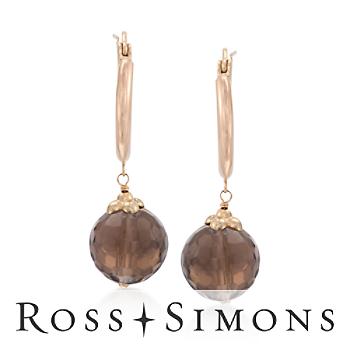 12.00 ct. t.w. Smoky Quartz Hoop Earring In 14kt Yellow Gold