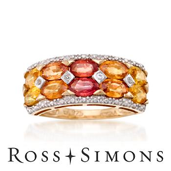 3.35 ct. t.w. Multicolored Sapphire Ring With Diamonds In Vermeil
