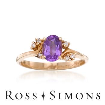 C. 1990 Vintage .85ct Amethyst Ring, Diamonds In Gold. Size 6.5 vintage amethyst rings