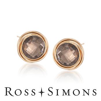 15.00 ct. t.w. Smoky Quartz Drop Earrings In 14kt Yellow Gold
