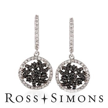 1.15 ct. t.w. Black and White Diamond Earrings In 14kt White Gold
