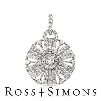 1.52 ct. t.w. Round and Baguette Diamond Pendant In 14kt White Gold
