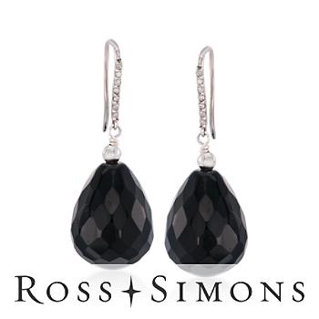 Black Onyx and .10 ct. t.w. Diamond Drop Earrings In Sterling Silver