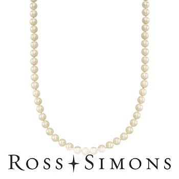 C. 1950 Vintage 8.5mm Pearl Necklace, Diamond, Gold Clasp. 35.5" vintage pearl jewelry