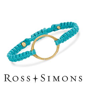 Blue Braided Satin Bracelet With CZ In Vermeil