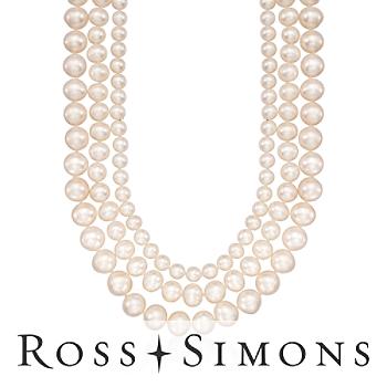 7-12mm Graduated Three-Strand  Pearl Necklace In 14kt Yellow Gold