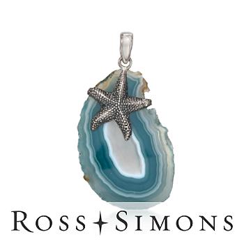Blue Agate Starfish Pendant In Sterling Silver