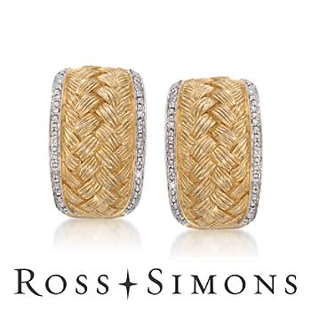 Woven Earrings With Diamonds In Two-Tone