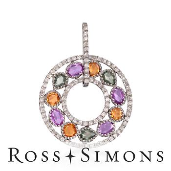 2.00ct t.w. Multicolored Sapphire, .70ct t.w. Diamond Pendant
