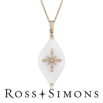 Marquise Drop White Agate Necklace In 14kt Yellow Gold. 18
