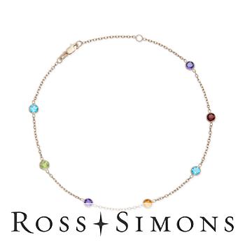 2.10ct t.w. Multi-Gemstone Ankle Bracelet In 14kt Yellow Gold. 9