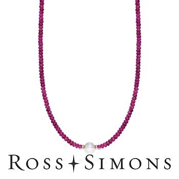 Pink Tourmaline, 9-10mm Pearl Necklace In 14kt Yellow Gold. 18"