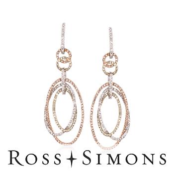 1.20 ct. t.w. Diamond Multi-Circle Earrings In 14kt Tri-Colored Gold