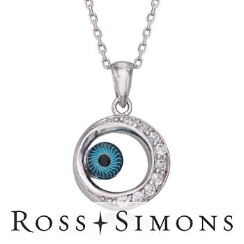 Evil Eye CZ Pendant Necklace In Sterling Silver. 18