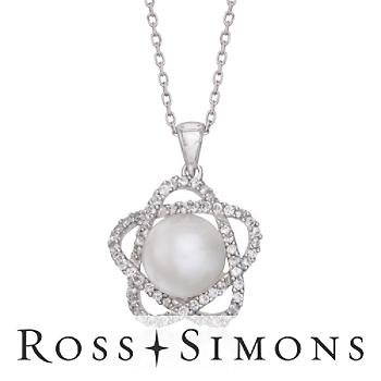 9.5-10mm Star Pearl, 3.10ct t.w. CZ Pendant Necklace. 18