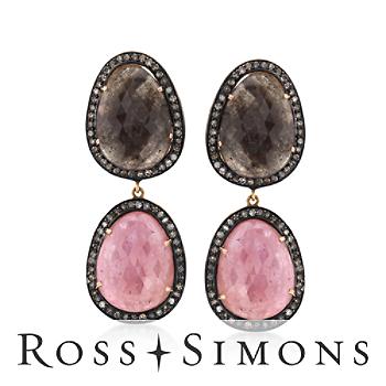 75.55ct t.w. Multicolored Sapphire, 2.51ct t.w. Diamond Earrings In Two-Tone