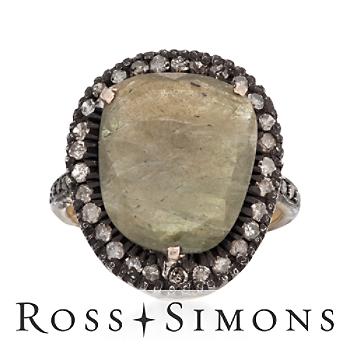 8.95ct Green Sapphire, 1.05ct t.w. Diamond Ring In Two-Tone. Size 7
