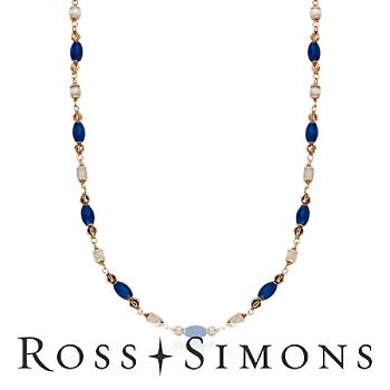 C. 1970 Vintage 5mm Pearl, Blue Enamel Bead Necklace In Gold. 31
