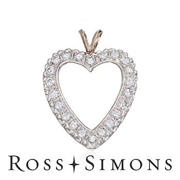 C. 1990 Vintage 1.30ct t.w. Diamond Heart Pendant In Platinum, Gold