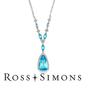 4.55ct t.w. Blue Topaz, Diamond Pendant Necklace In Gold. 18