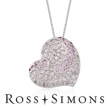 1.50 ct.T .W. Pink, White CZ Heart Pendant Necklace. 18