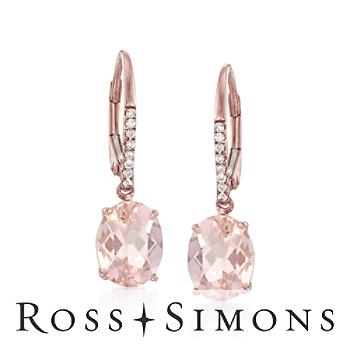 3.50ct t.w. Morganite, .11ct t.w. Diamond Earrings in 14kt Rose Gold