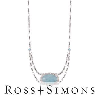 Aquamarine, .10ct t.w. Diamond Necklace, Topaz In Silver. 18