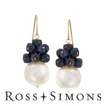 7.50 ct. t.w. Sapphire and Pearl Drop Earrings In 14kt Yellow Gold