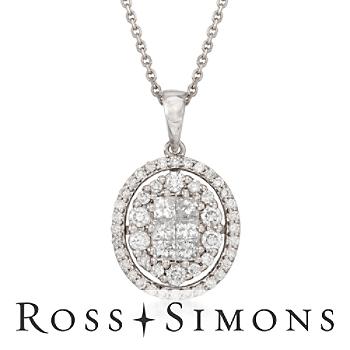 1.02ct t.w. Pave Diamond Oval Pendant Necklace In Gold. 16