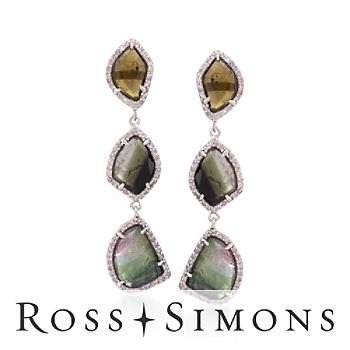 Multicolored Tourmaline, .90ct t.w. Diamond Earrings In Silver