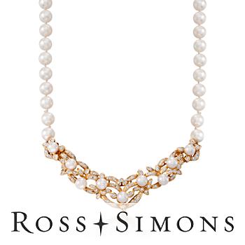 C. 1980 Vintage 6-7.5mm Pearl, .95ct t.w. Diamond Necklace. 18