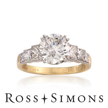 C. 1990 Vintage 2.14ct Certified Diamond Ring, Diamonds In Two-Tone. Size 6.75