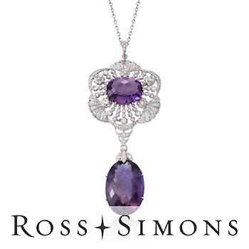 C. 1990 Vintage 73.82ct t.w. Amethyst, 7.21ct t.w. Diamond Necklace In Two-Tone. 16