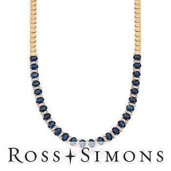 C.1980 Vintage 13.00ct t.w. Sapphire, .75ct t.w. Diamond Necklace. 17
