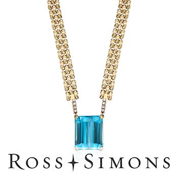 C.1980 Vintage 70.00ct Blue Topaz, .50ct t.w. Diamond Necklace. 18