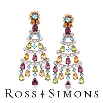 C. 1990 Vintage 16.40ct t.w. Multi-Gem, 1.00ct t.w. Diamond Earrings