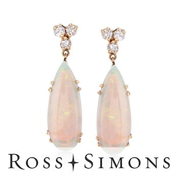 C. 1960 Vintage Opal, .60ct t.w. Diamond Earrings In 14kt Yellow Gold