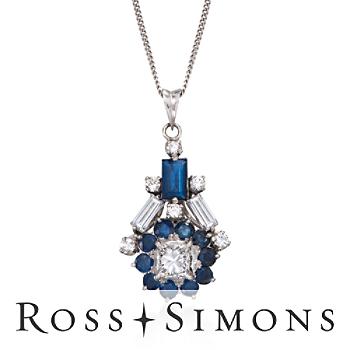 C. 1980 Vintage 1.40ct t.w. Sapphire, 1.00ct t.w. Diamond Pendant Necklace. 18.5