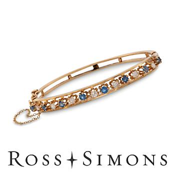 C. 1970 Vintage 1.20ct t.w. Sapphire, .75ct t.w. Diamond Bangle Bracelet. 6