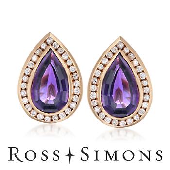 C. 1980 Vintage 6.75ct t.w. Amethyst, 1.10ct t.w. Diamond Earrings
