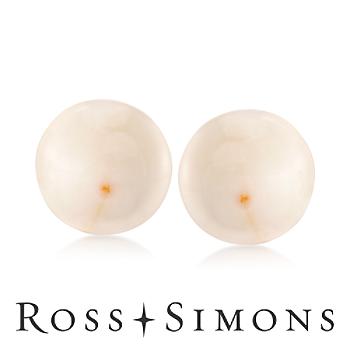 C. 1960 Vintage White Coral Earrings In 14kt Yellow Gold