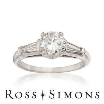 C. 2000 Vintage 1.26ct t.w. Certified Diamond Ring In Platinum. Size 5