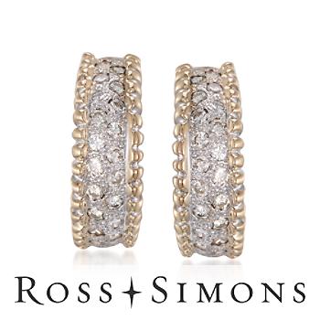 C. 1980 Vintage 1.00ct t.w. Diamond Hoop Earrings In 14kt Yellow Gold