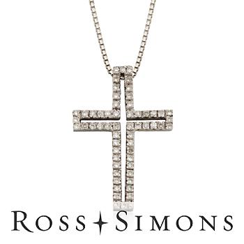 C. 1980 Vintage .30ct t.w. Diamond Cross Pendant Necklace. 16