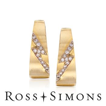 C. 1980 Vintage .60ct t.w. Diamond J-Hoop Earrings In 14kt Yellow Gold