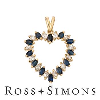 C.1980 Vintage .75ct t.w. Sapphire, .30ct t.w. Diamond Heart Pendant