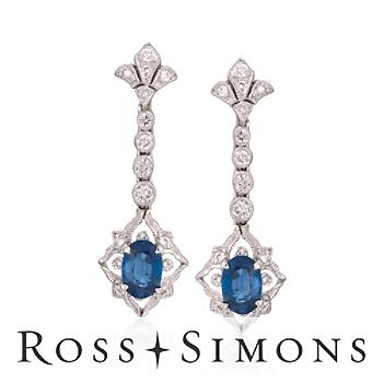 C. 2000 Vintage .90ct t.w. Sapphire, .50ct t.w. Diamond Earrings. Post Earrings