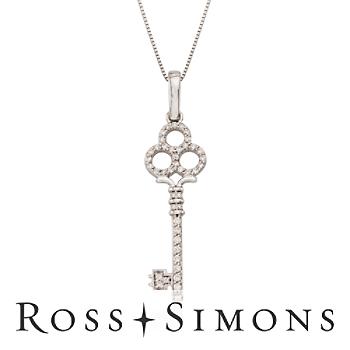 C. 2000 Vintage .43ct t.w. Diamond Key Pendant Necklace. 18