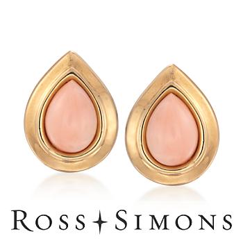 C. 1980 Vintage Coral Earrings In 14kt Yellow Gold